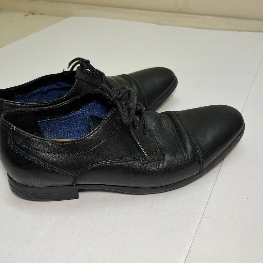 Clarks Mens Tilden Cap Black Leather Derby Oxford Dress Shoes 8M 261315737070